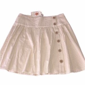NWT Tulle Tan & Cream Stripes Pleaded Side‎ Button Skirt Sz M